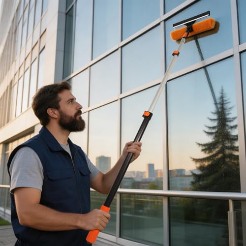 2.4–6 FT Telescoping Extension Pole, Lightweight Aluminum Extendable Paint Roller Pole for Painting, Dusting, Window Cleaning, Sturdy Extension Pole with Foam Grip - size: 6 FT Orange