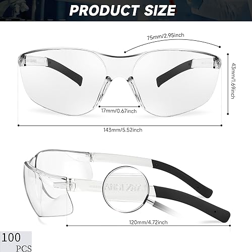 Salfboy Clear Safety Glasses Bulk，ANSI Z87.1 Scratch Resistant Eyewear - color: Colorful