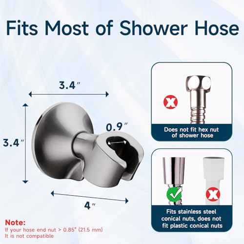 BRIGHT SHOWERS Handheld Shower Head Holder with Dual Angle Positions, Wall Suction Bracket Includes Adhesive 3M Disc, No Tools Required and Easy Installation, Brushed Nickel Finish - color: Brushed Nickel, style: Suction & Adhesive - 2 Angles