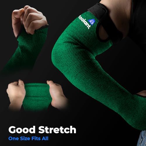 OriStout Cut Resistant Farmer Sleeves with Tumb Hole, Dark Green, 1 Pair | Arm Protectors for Thin Skin and Bruising, Arm Guards for Biting, Pet Grooming, Gardening, Welding, Kitchen, One Size - color: Dark Green (1 Pair) - Long, size: One Size