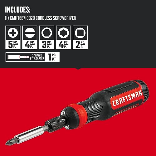CRAFTSMAN 4V Electric Screwdriver Set, 300 RPM, Micro-USB Charging Port, 3-Stage Battery Charge Indicator (CMHT66718B20)