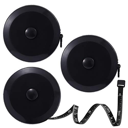 Tape Measure Body Measuring Tape, Retractable 60 Inch Soft Mini Measuring Tape, Small Sewing Fabric Tape Ruler for Cloth Waist Medical Nursing Craft(3 Pack/Black) - color: Black Black Belt