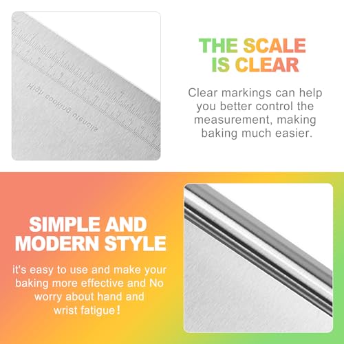 ZukoCert 2-Pack Stainless Steel Bench Scraper – Durable Dough Cutter with Built-In Measuring Ruler (Multipurpose Tool for Pizza, Cake, Baking & Pastry Work, Easy to Clean)