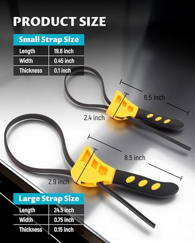 Lichamp 2-Pack Adjustable Rubber Strap Wrench Set, 4" & 6"