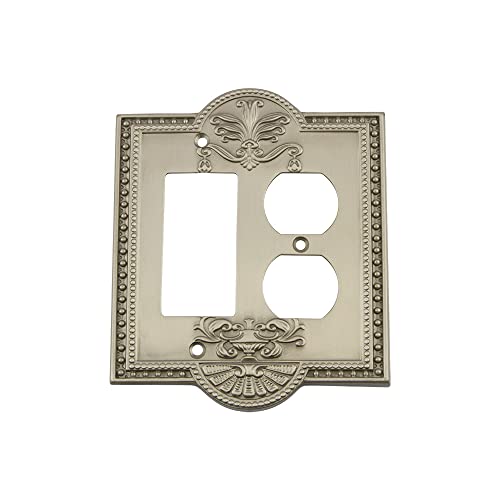 Nostalgic Warehouse Meadows Switch Plate with Rocker and Outlet in Satin Nickel - color: Satin Nickel, size: Rocker and Outlet