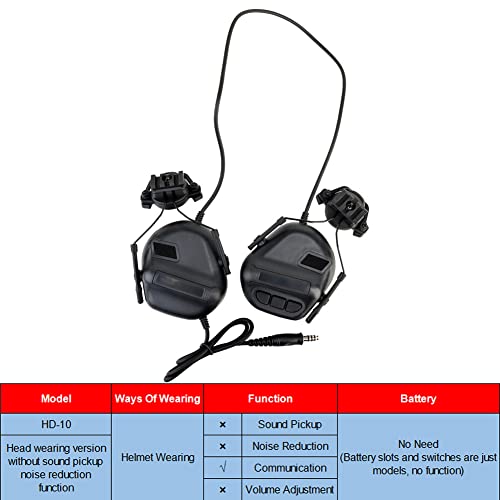 ATAIRSOFT Tactical Airsoft Headset with Microphone Waterproof Hunting Shooting Headphones Earmuff No Noise Reduction Function - color: Bk
