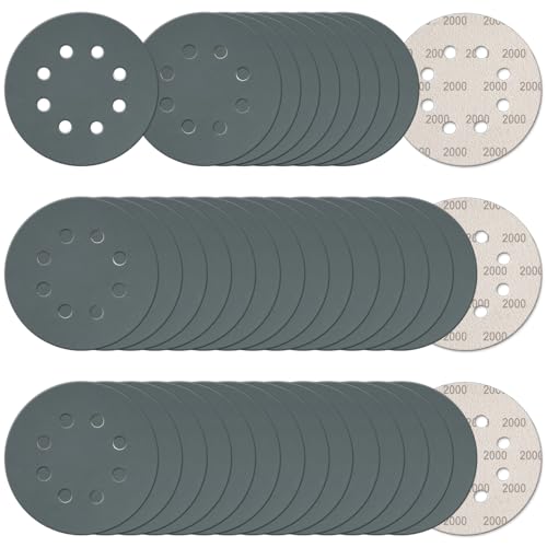 100Pcs 5 Inch Sanding Discs Hook & Loop 8-Hole Wet Dry Sandpaper 2000 Grit - style: 100Pcs 2000 Grit