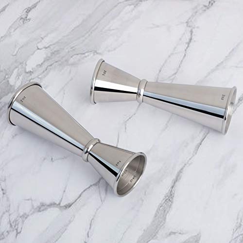 Briout 2Pcs Double Cocktail Jigger for Bartending, 2OZ & 1OZ, Rolled Edge - color: Silver, size: Rolled Edge-1oz/2oz-2PC