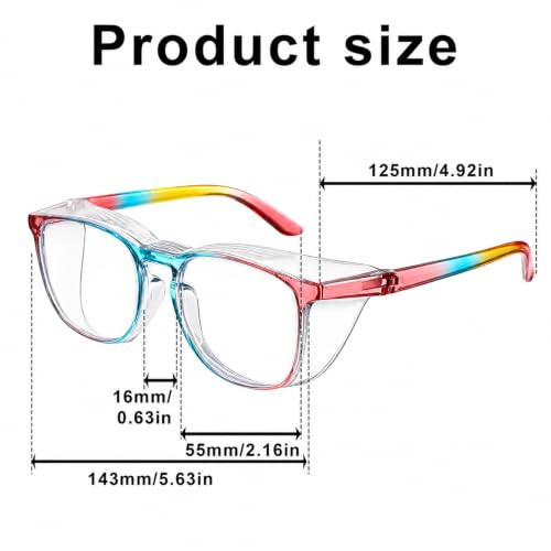 Ptwola Clear Safety Glasses Nurses Goggles Protective Eyewear Lab Goggles Side Protect and Clean Cloth Assistant Accessories - color: Blue, Pink, Colorful, Purple