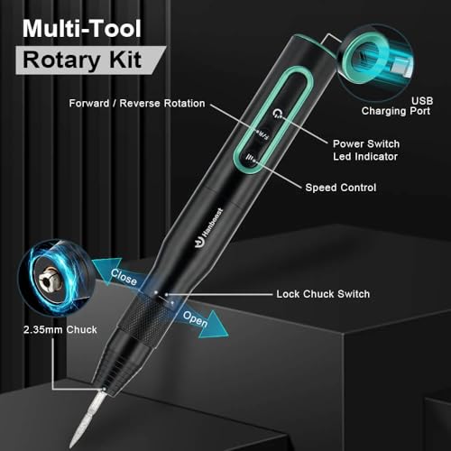Hanboost S2 5V Electric Cordless Rotary Tool - LED Display 54 Accessories 6-Speed 1100mAh 30000RPM 200gcm USB C Torque Silent Motor for Carving, Polishing, Grinding, Drilling, DIY Crafts & Pet Care
