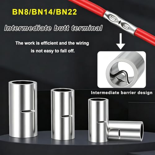 smseace 80pcs 4/6/8AWG Non Insulated Butt Connectors Kit with Heat shrinkable Tube for Wiring 4/6/8 Guage Pure Copper Butt Splice Connectors for Automotive, Marine and Industrial Applications - size: 4/6/8AWG