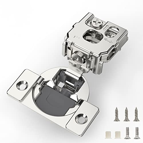 Furniware 60 Pieces 1 inch Overlay Soft Close Hinges for Kitchen Cabinet Hinges Satin Nickel Hidden Hinges Soft Closing Cabinet Hinges Stainless Steel Concealed Hinge self Closing 105 Degree - color: Satin Nickel - 60 Pack, size: 1 Inch
