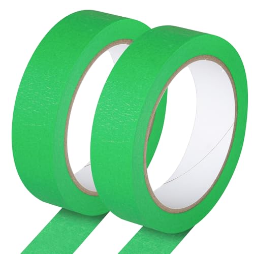 2 Pack Green Painters Tape - Green Masking Tape 1 Inch Wide - Multi-Surface, Smart Adhesion, Indoor & Outdoor - Paint Tape for DIY, Labeling, Art, Car, General Purpose - 180FT Total - color: Green