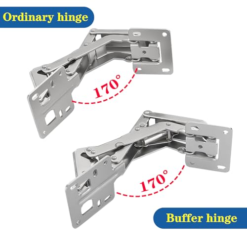Qrity 4X Cabinet Door Hinges 170 Degree Hidden Frameless with Screws - size: 4 Pcs Hinges