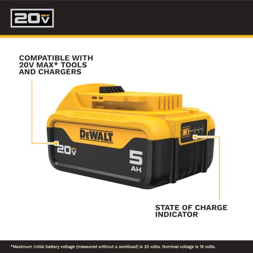 DEWALT 20V MAX Lithium-Ion Battery 2-Pack, 5.0 Ah (DCB205-2c)