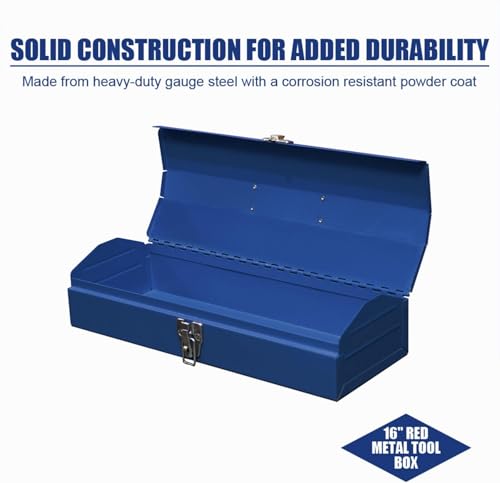 2PACK Portable Tool Box, Metal Tool Box, 4 Non-Slip Foot Pads, Ideal for Trailer, Mechanic, DIY-ers, Car Toolbox, Workshops, Garages, Repair Shops,Blue - size: 2P-16.7in-Blue