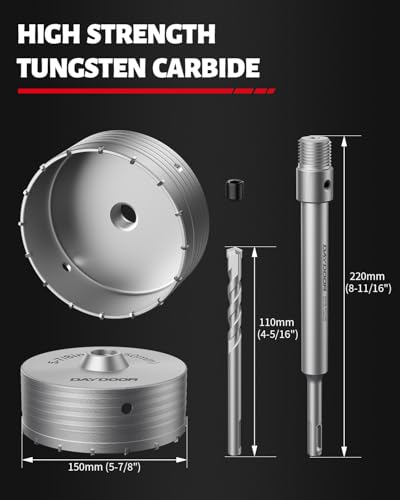 DAYDOOR 5-7/8'' (150mm) Concrete Hole Saw with SDS Plus Shank - size: 5-7/8''