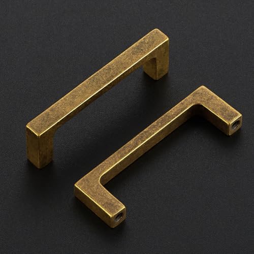 Ravinte Antique Brass Kitchen Cabinet Solid Handles,3 Inch,5 Pack - color: Antique Brass, size: 3 Inches Hole Center