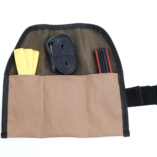 PACK2RIDE Blossom Roll Bike Saddle Bag - Bike Seat Bag with 3 Organization Pockets for Tools - Water Resistant, Durable Cordura Fabric - Road Bike Accessories - Lightweight Bicycle Accessories (Tan) - color: Tan