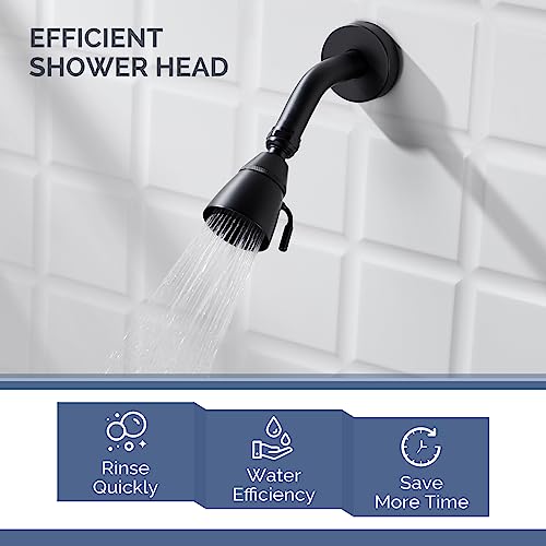 Angle Simple High Flow Shower Spray Head Adjustable, G 1/2, Matte Black - color: Matte Black