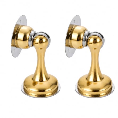 Magnetic Door Stopper 2 Pack, Multi-Angle Wall Guard, Gold - color: Gold