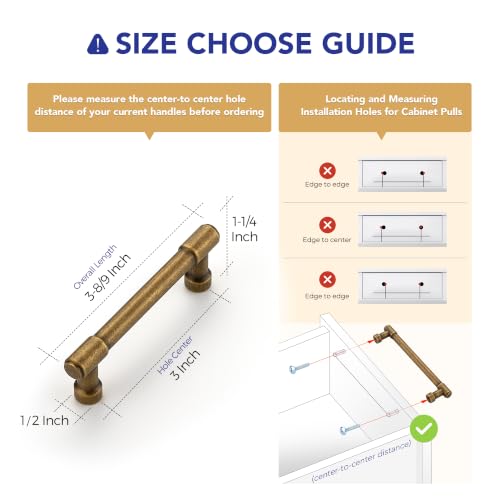 Ravinte Antique Brass Kitchen Pulls Cabinet Handles 3 Inch 10 Pack - color: Antique Brass, size: 3 Inches Hole Center