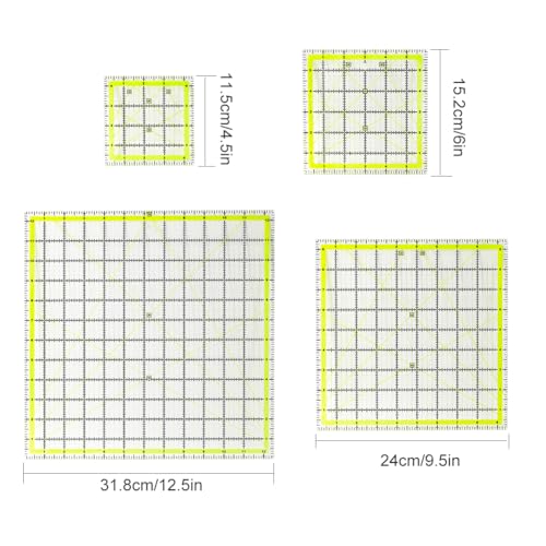 UOOU 4 Sizes Square Quilting Ruler Quilting Template Fabric Cutting Ruler - color: Green-4 Pack