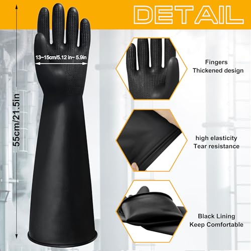 22" Upgraded Latex Gloves Chemical Resistant Glove Safety Work Long Gauntlets, Reusable Heavy Duty Long Rubber Gloves Dishwashing Gloves, Industrial Safety Gloves for Men - color: 22 Inch