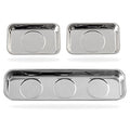 3 Pieces Magnetic Trays Set Stainless Steel Magnet Tool Tray Parts Holder for Screws, Sockets, Bolts, Pins, Mechanic's and Automotive - size: 3 Pieces Set (3.7" x 2.5" + 8.9" x 2.5")