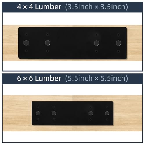 4Pcs Straight Steel Flat Plate, 10" X 3" Heavy Duty Mending Plate, Joining Brackets, Repair Joining Fixing Brace with 2 Sets of Screws Fit 4x4,6x6 Lumber