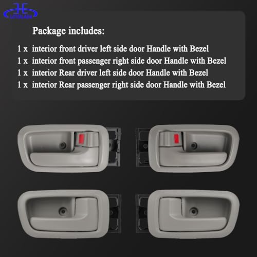 Set of 4 Interior Door Handles W/Bezel (Light Gray) Fit for 2000-2006 Toyota Tundra(Standard/Extended Cabs ONLY),Front and Rear Side - size: Front & Rear Left & Right
