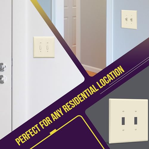ENERLITES Oversized Double Toggle Light Switch Cover Plate, Light Almond - color: Light Almond, size: Over-Size