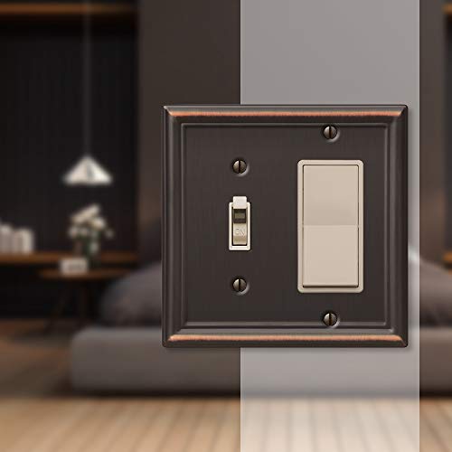 Amerelle 149TRDB Chelsea Wallplate, 1 Toggle / 1 Rocker, Steel, Aged Bronze, 1-Pack - color: Aged Bronze, size: 1 Toggle / 1 Rocker