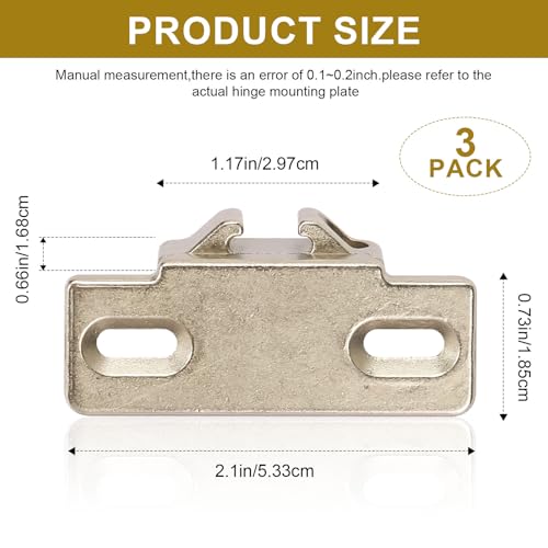 3 Pack of Hinge Mounting Plate Replacement for Blum 1 3/8" Overlay 110 Degree Compact 33 Edge, Edge Mount Plates for Blum Face Frame Overlay Hinge, Hinges for Cabinet Doors, Soft Close Hinges