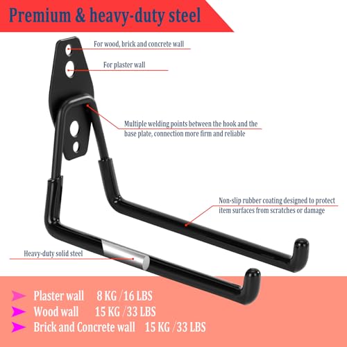 4 Pack Garage Hooks Heavy Duty, 7.4 inch Large Square Utility Hooks