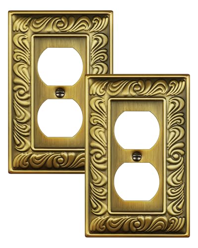 2-Pack Paisley Pattern Duplex Outlet Cover Plate,Metal Switch Plates - style: 1 Duplex 2PK