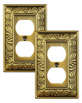 2-Pack Paisley Pattern Duplex Outlet Cover Plate,Metal Switch Plates - style: 1 Duplex 2PK