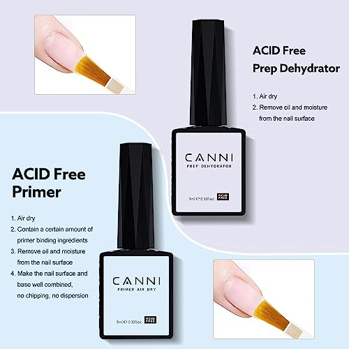 CANNI 6Pcs 9ml Hema-Free Nail Dehydrator Primer, Base Coat Reinforce Diamond Gel Top Coat and Matte Top Coat Gel Nail Polish Set, Soak Off LED Nail Gel Polish Set Nail Art Starter Manicure Salon - color: Clear