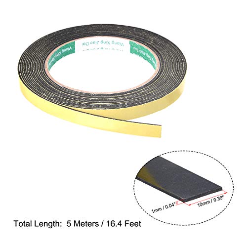 uxcell Sealing Foam Tape 10mm Wide 1mm Thick 5m/16.4ft Long, Self Adhesive Weather Strip for Window Door Insulation, Pack of 2 - size: 10mmx1mmx5m