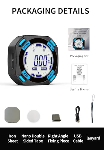 Digital Angle Finder with Electronic Laser - 5-side Strong Magnetic Angle Gauge, Rechargeable Cube Inclinometer with Backlight, Table Saw Miter Protractor, Woodworking Measuring Tool, Level Box