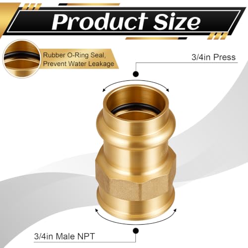 16 Pack 3/4" Press x 3/4" FIP Brass Press Fittings - color: Fip, size: 0.75 Inch