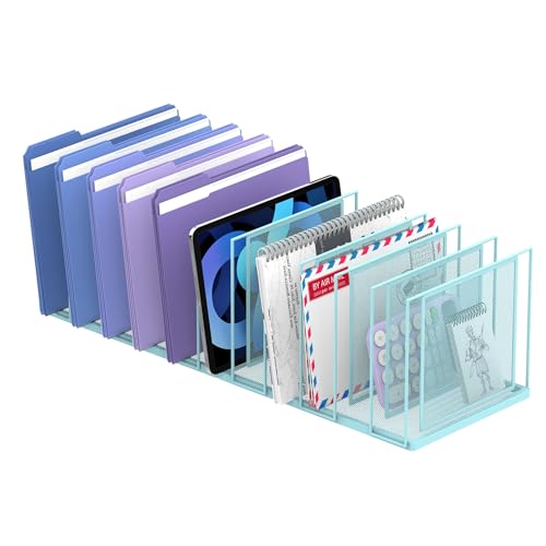 File Organizer for Desk, 11-Section Vertical File Sorter, Paper Holder Organizer Standing Metal File Folder for Office Home Classroom, Blue - color: Blue, size: 1 Pack 11-Section