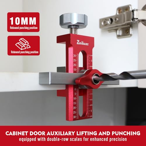 2-in-1 Cabinet Door Mounting Jig & Rebound Device Tool,Cabinet Hardware Jig with Bag,Fast Positioning Leveling Drilling Cabinet Door Mounting Jig for Most Cabinet Doors with 3 Drill Bits
