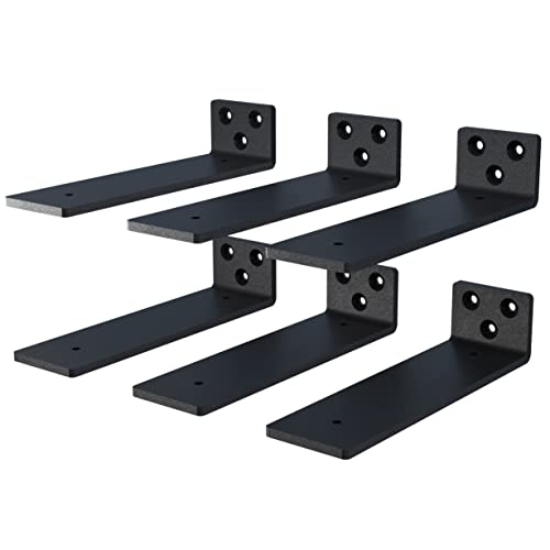 NEODROP 6-Pack 10 Inch Floating Shelf Brackets, Heavy Duty Hidden Shelves Bracket for Kitchen, Nursery, Black Powder Coated Steel - size: 10 Inch, style: 6 Pack