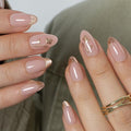 CurvLife Medium Almond Fall Golden Leaf Press On Nails, Gilded Grace Nude - color: A5 - Gilded Grace