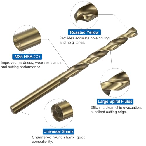 uxcell Metric Tap & Drill Bit Set, 2pcs M8 x 1.25 Spiral Point Thread Taps Titanium Coated and 2pcs 6.8mm Twist Drill Bits Roasted Yellow, Screw Tapping Threading Tools - size: M8 x 1.25 + 6.8mm