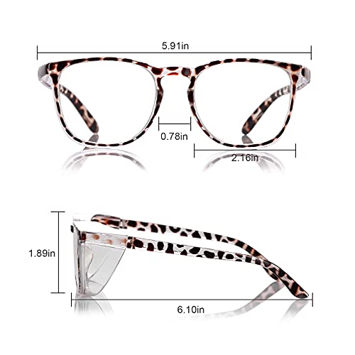 Safety Glasses Goggles for Women Girls Anti Fog Protective Eyewear Glasses - color: 2 Pack: Blue +Tortoise