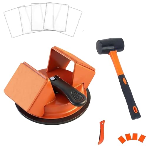 Floor Gap Fixer Tool, Fix Laminate LVP & Vinyl Plank Floor Gaps Without Contractor, Heavy Duty 45° Double-Sided Strike, 5-in-1 Complete Kit with Silicone Suction Cup, Rubber Mallet & Slot Cutter