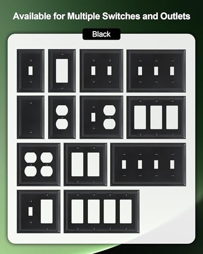 2-Pack Natural Bamboo Fiber Combo Toggle/Duplex Light Switch Cover Plate - color: Matte Black, size: 1 Toggle/1 Duplex 2PK