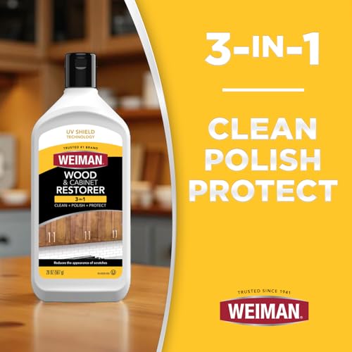 Weiman Wood Restore and Repair Kit, Wood Floor Scratch Repair, Furniture Markers Touch Up, Cabinet Cleaner, Removes Dirt & Reduces Scratches, Safe for Table, Desk, & Chair, UV Shield Technology
